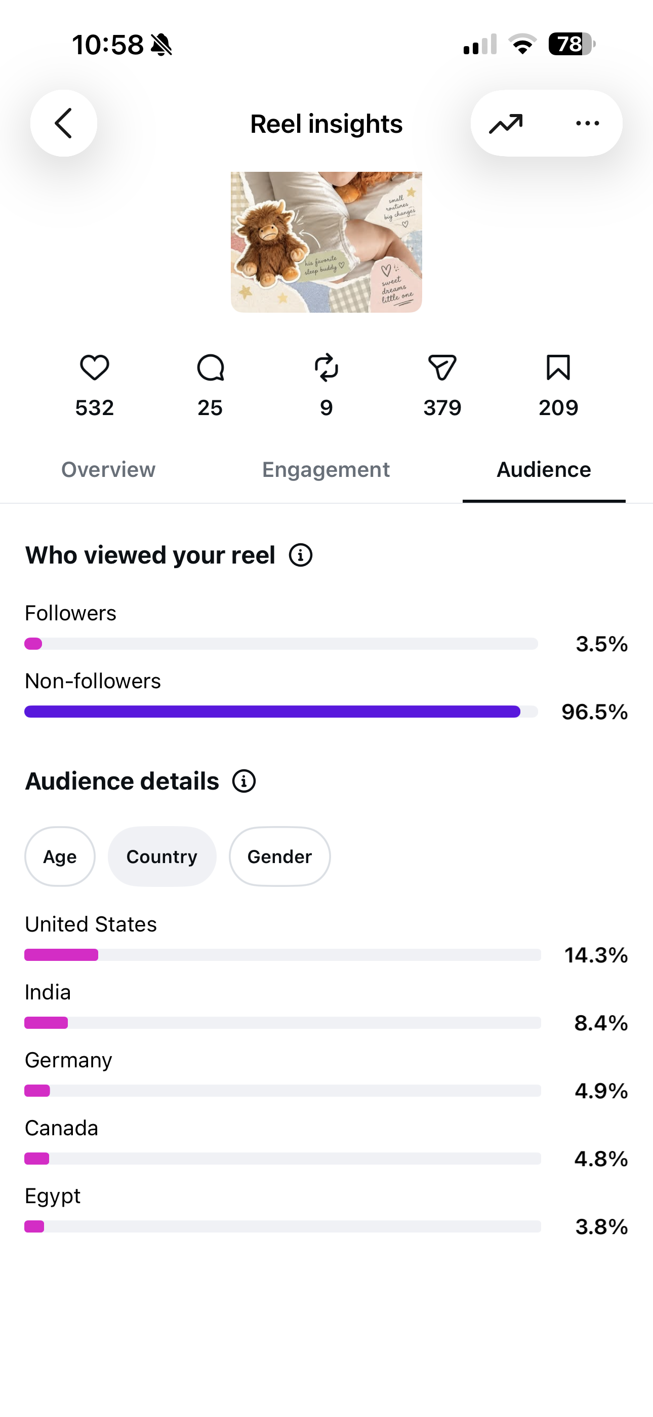 Baby toy Reel audience